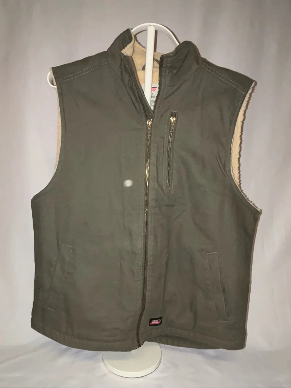 Dickies Mens Sherpa Lined Canvas Work Vest Sage Green Size L